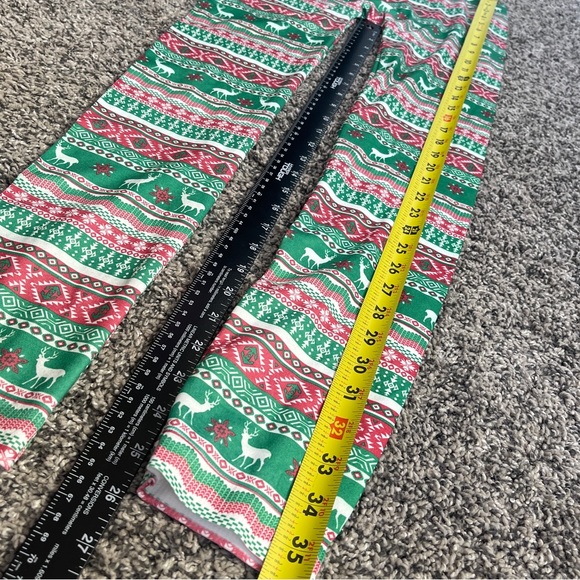 juniors deer red and green leggings size medium 7/9 - Picture 7 of 8